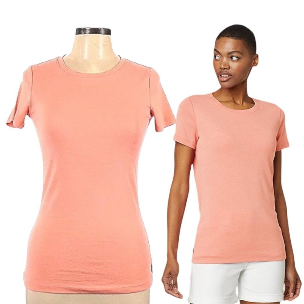 Eddie Bauer Short Sleeve Perfect T-shirt Top Tee Salmon Crewneck Size Small
